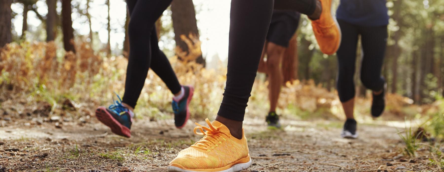 a group of people running on a trail